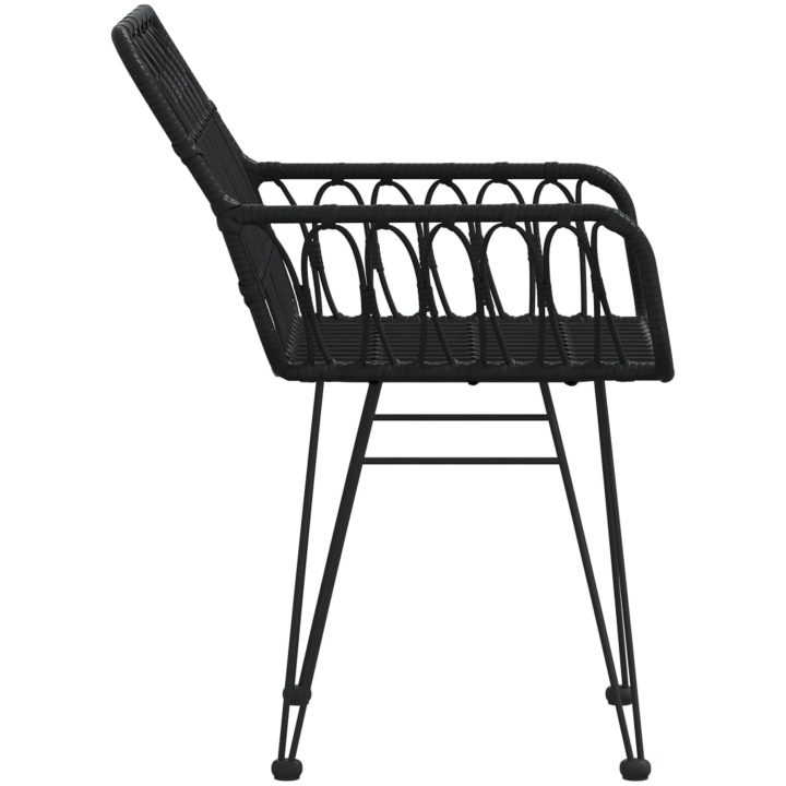 Trädgårdsstolar 2 st med armstöd svart 56x64x80 cm PE-rotting vidaXL – bild 5