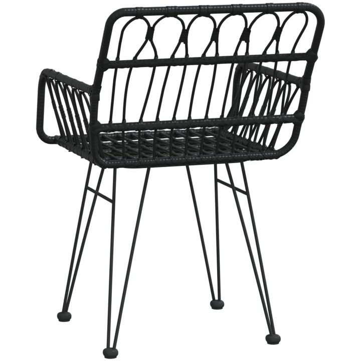 Trädgårdsstolar 2 st med armstöd svart 56x64x80 cm PE-rotting vidaXL – bild 6