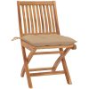 Trädgårdsstolar 2 st med beige dynor massiv teak vidaXL – miniatyr 2
