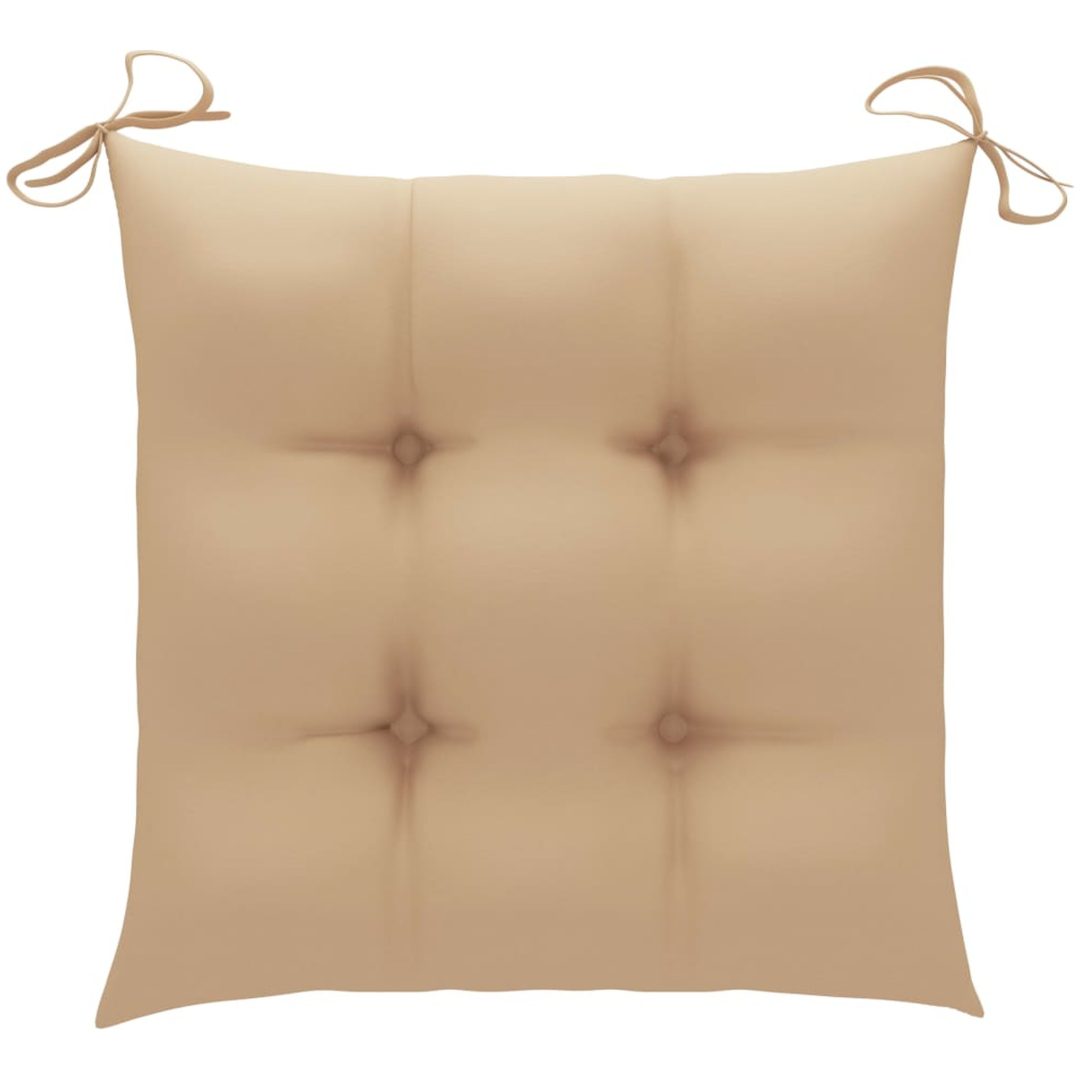 Trädgårdsstolar 2 st med beige dynor massiv teak vidaXL – bild 7
