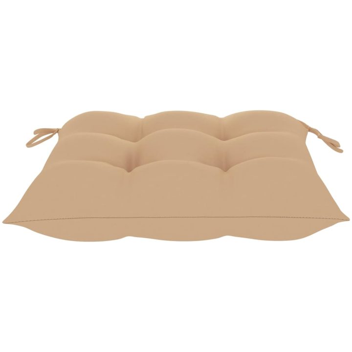 Trädgårdsstolar 2 st med beige dynor massiv teak vidaXL – bild 9