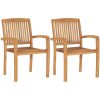 Trädgårdsstolar 2 st med blåa dynor massiv teak vidaXL – miniatyr 3