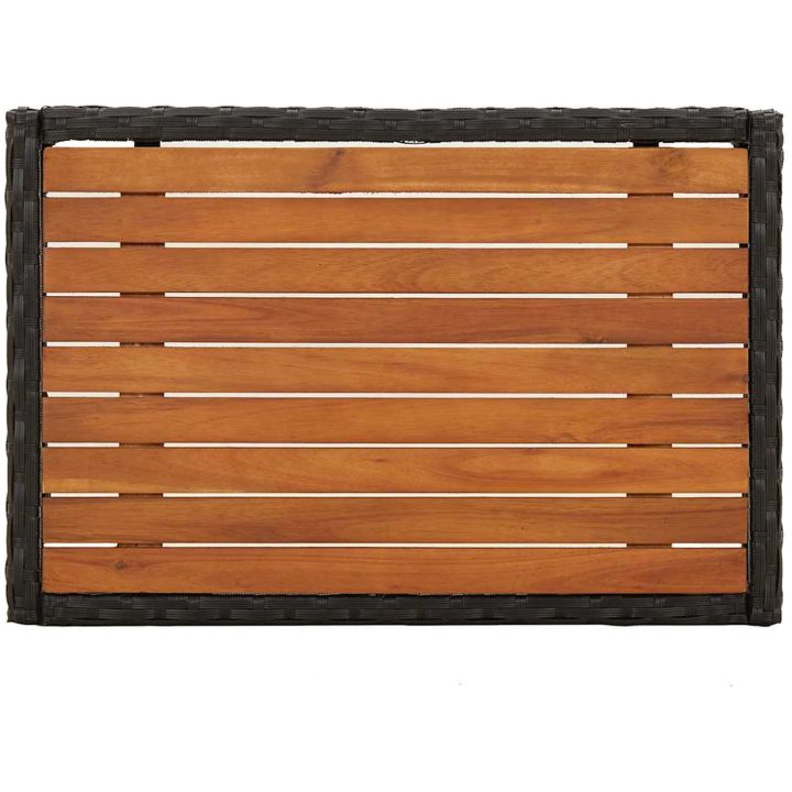 Trädgårdsstolar 2 st med bord svart konstrotting vidaXL – bild 4