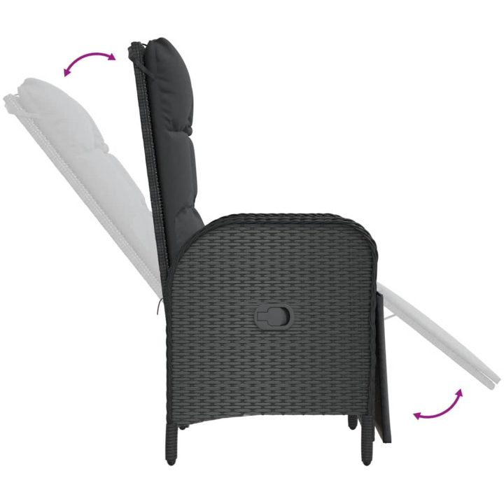Trädgårdsstolar 2 st med bord svart konstrotting vidaXL – bild 6