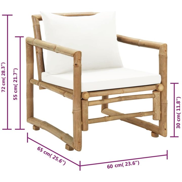 Trädgårdsstolar 2 st med dynor bambu vidaXL – bild 9