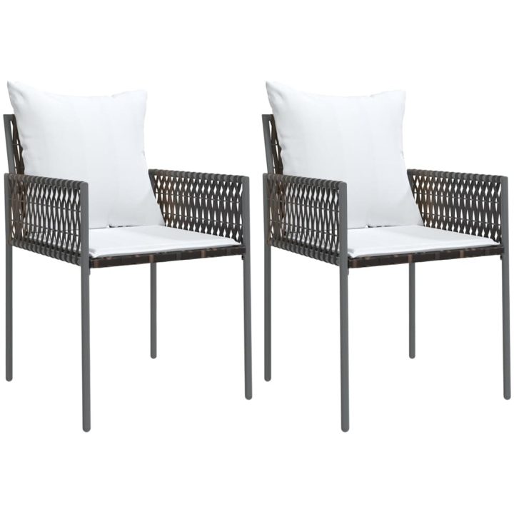 Trädgårdsstolar 2 st med dynor brun 54x61x83 cm konstrotting vidaXL – bild 2