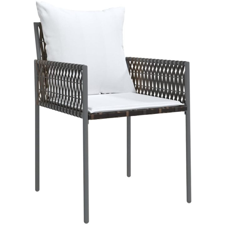 Trädgårdsstolar 2 st med dynor brun 54x61x83 cm konstrotting vidaXL – bild 3