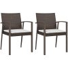 Trädgårdsstolar 2 st med dynor brun 56,5x57x83 cm konstrotting vidaXL – miniatyr 2