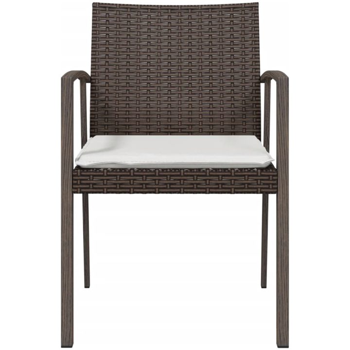 Trädgårdsstolar 2 st med dynor brun 56,5x57x83 cm konstrotting vidaXL – bild 4