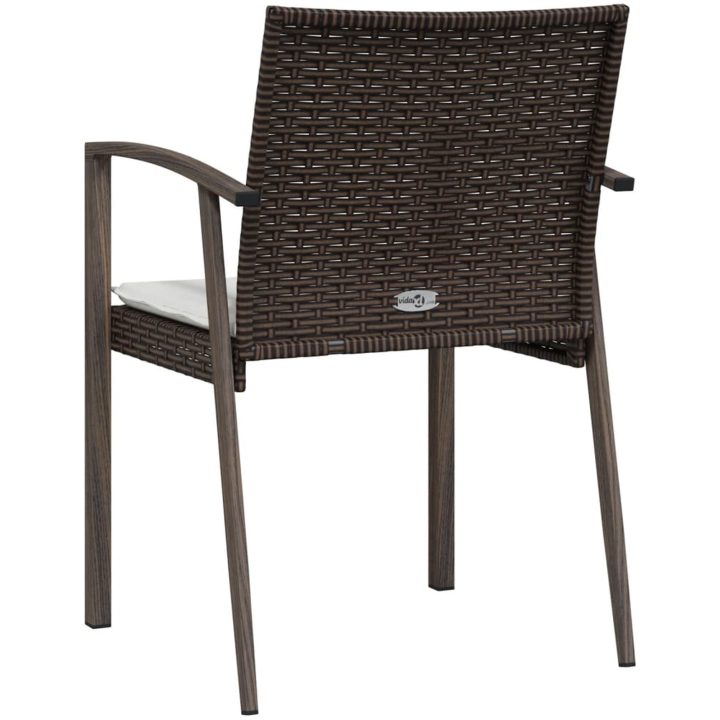 Trädgårdsstolar 2 st med dynor brun 56,5x57x83 cm konstrotting vidaXL – bild 6