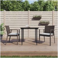 Trädgårdsstolar 2 st med dynor brun 56,5x57x83 cm konstrotting vidaXL
