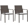 Trädgårdsstolar 2 st med dynor brun 56x59x84 cm konstrotting vidaXL – miniatyr 2