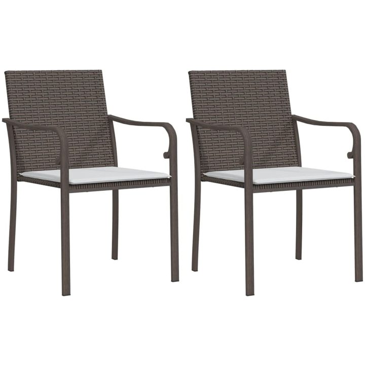 Trädgårdsstolar 2 st med dynor brun 56x59x84 cm konstrotting vidaXL – bild 2
