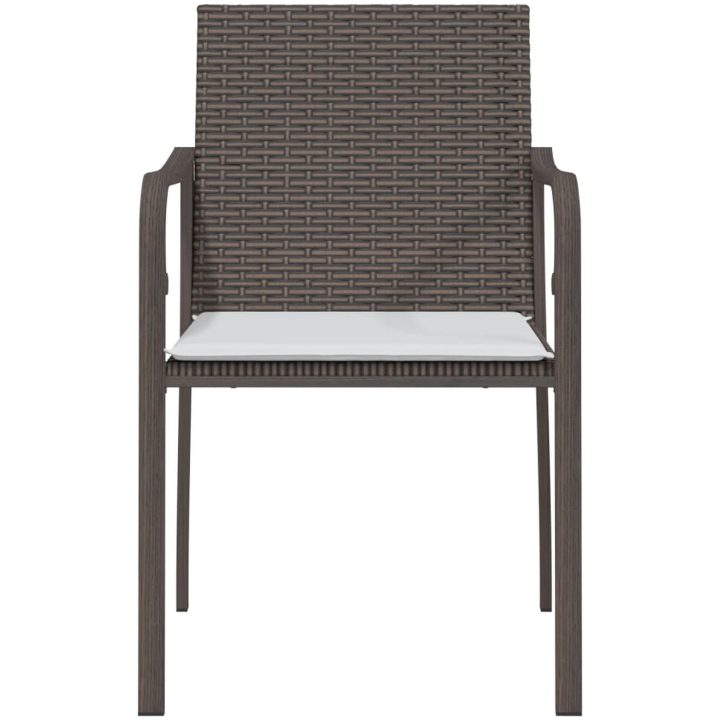 Trädgårdsstolar 2 st med dynor brun 56x59x84 cm konstrotting vidaXL – bild 4