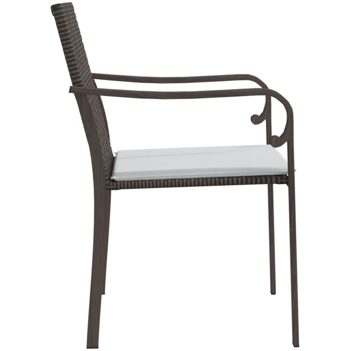 Trädgårdsstolar 2 st med dynor brun 56x59x84 cm konstrotting vidaXL – bild 5
