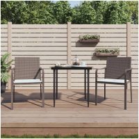 Trädgårdsstolar 2 st med dynor brun 56x59x84 cm konstrotting vidaXL