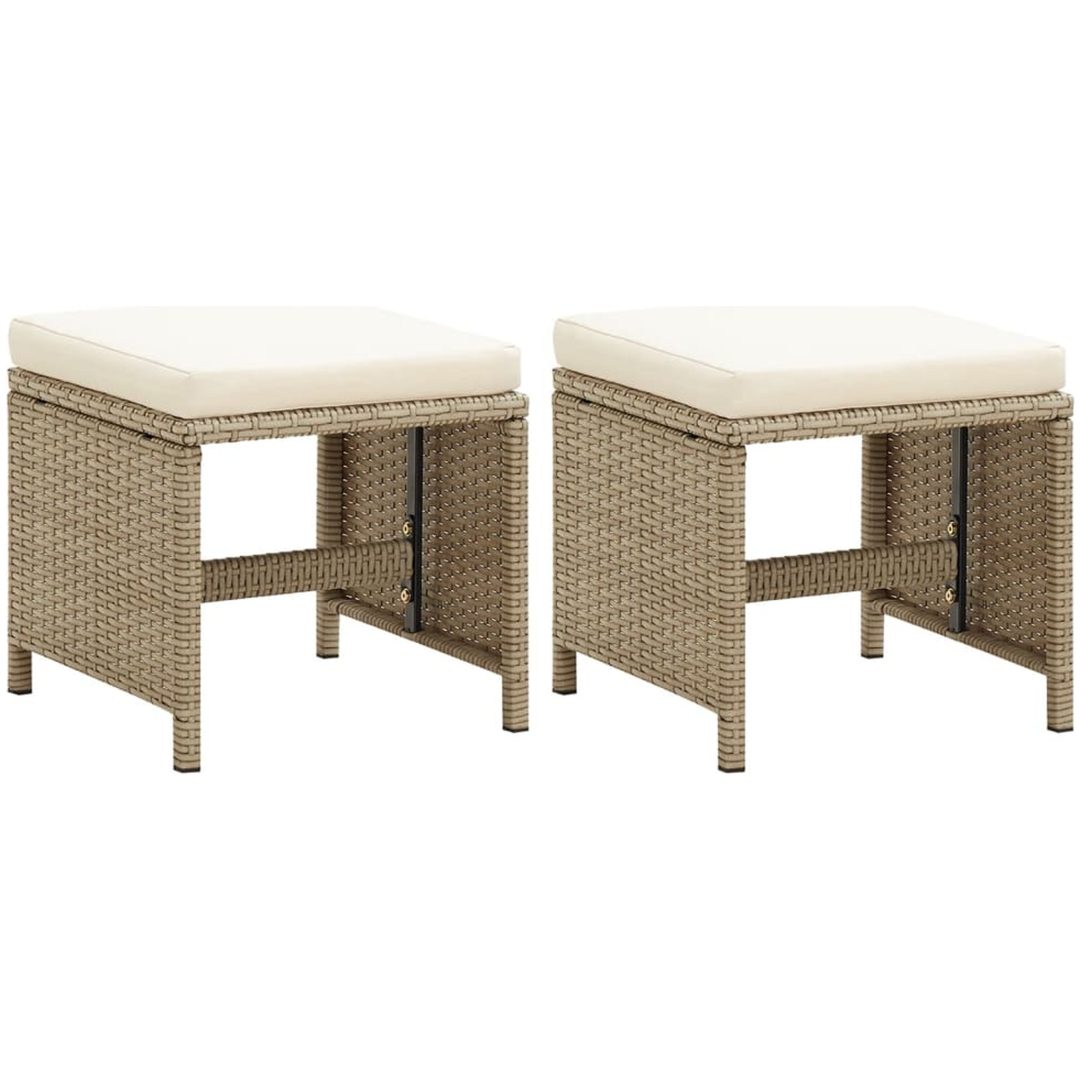Trädgårdsstolar 2 st med dynor konstrotting beige vidaXL