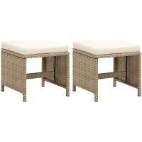 Trädgårdsstolar 2 st med dynor konstrotting beige vidaXL