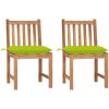Trädgårdsstolar 2 st med dynor massiv teak vidaXL – miniatyr 1