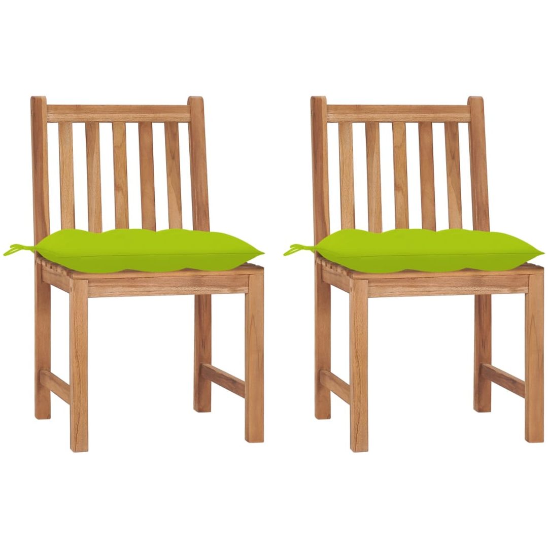 Trädgårdsstolar 2 st med dynor massiv teak vidaXL