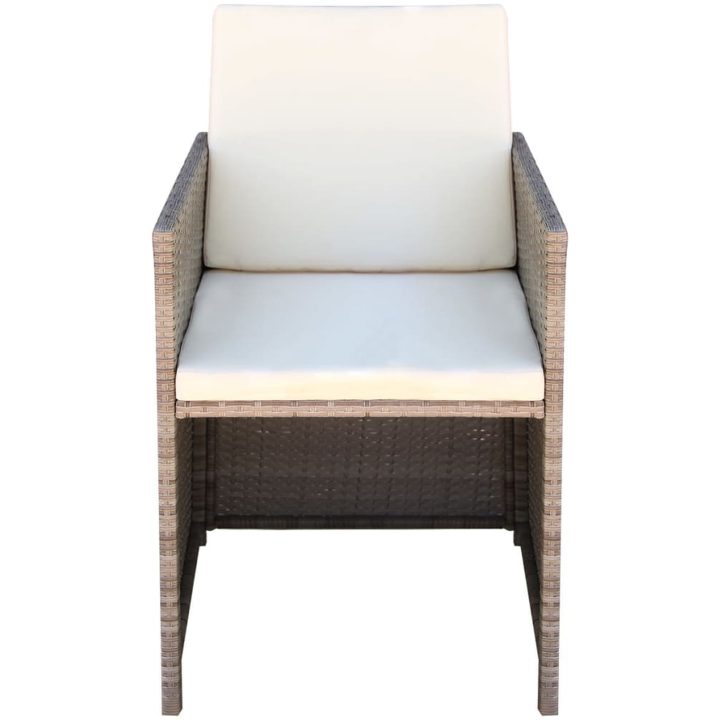 Trädgårdsstolar 2 st med dynor och kuddar konstrotting beige vidaXL – bild 3