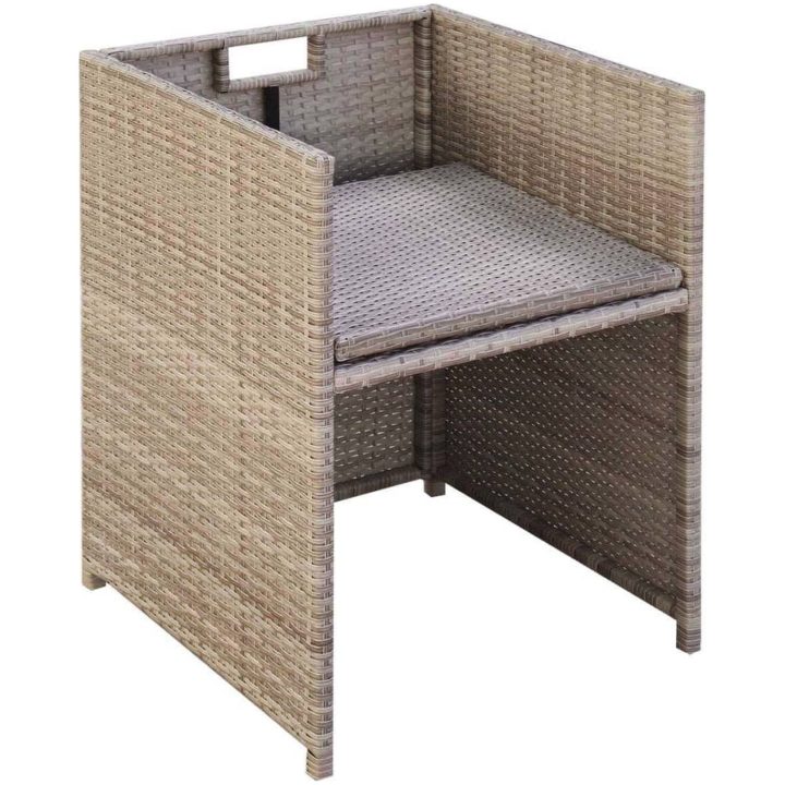 Trädgårdsstolar 2 st med dynor och kuddar konstrotting beige vidaXL – bild 4