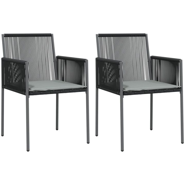 Trädgårdsstolar 2 st med dynor svart 54x60,5x83,5 cm konstr. vidaXL – bild 2