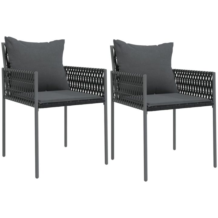 Trädgårdsstolar 2 st med dynor svart 54x61x83 cm konstrotting vidaXL – bild 2