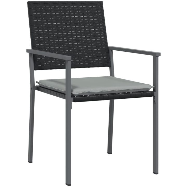 Trädgårdsstolar 2 st med dynor svart 54x62,5x89 cm konstrotting vidaXL – bild 3