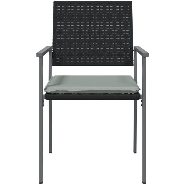Trädgårdsstolar 2 st med dynor svart 54x62,5x89 cm konstrotting vidaXL – bild 4