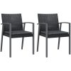 Trädgårdsstolar 2 st med dynor svart 56,5x57x83 cm konstrotting vidaXL – miniatyr 2