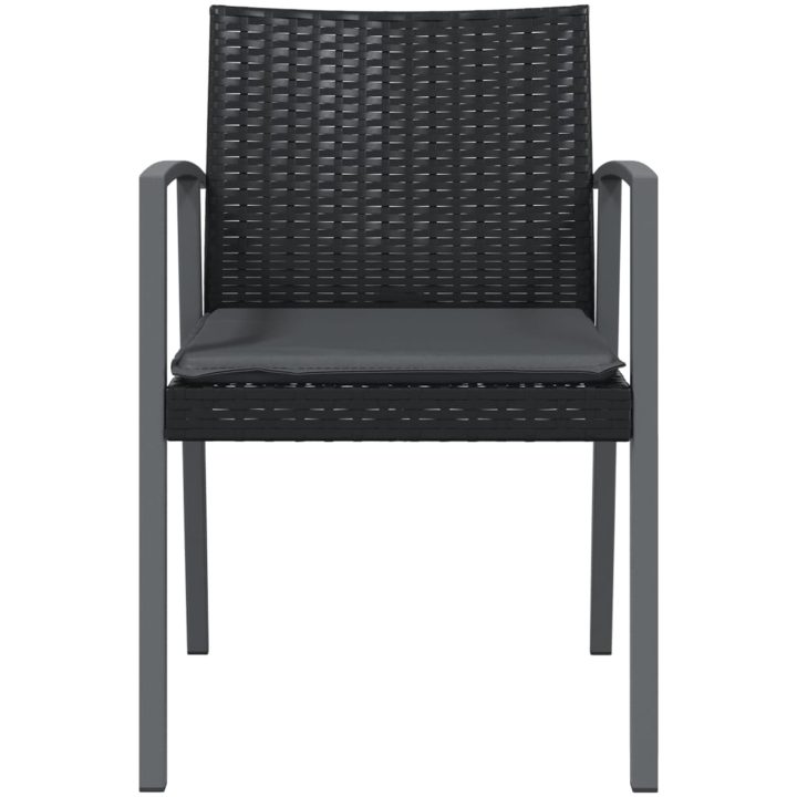Trädgårdsstolar 2 st med dynor svart 56,5x57x83 cm konstrotting vidaXL – bild 4