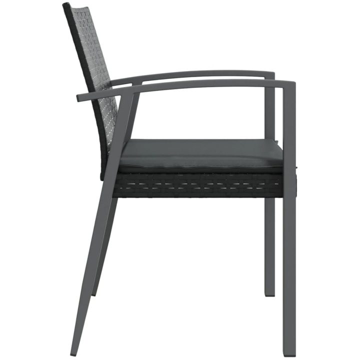 Trädgårdsstolar 2 st med dynor svart 56,5x57x83 cm konstrotting vidaXL – bild 5