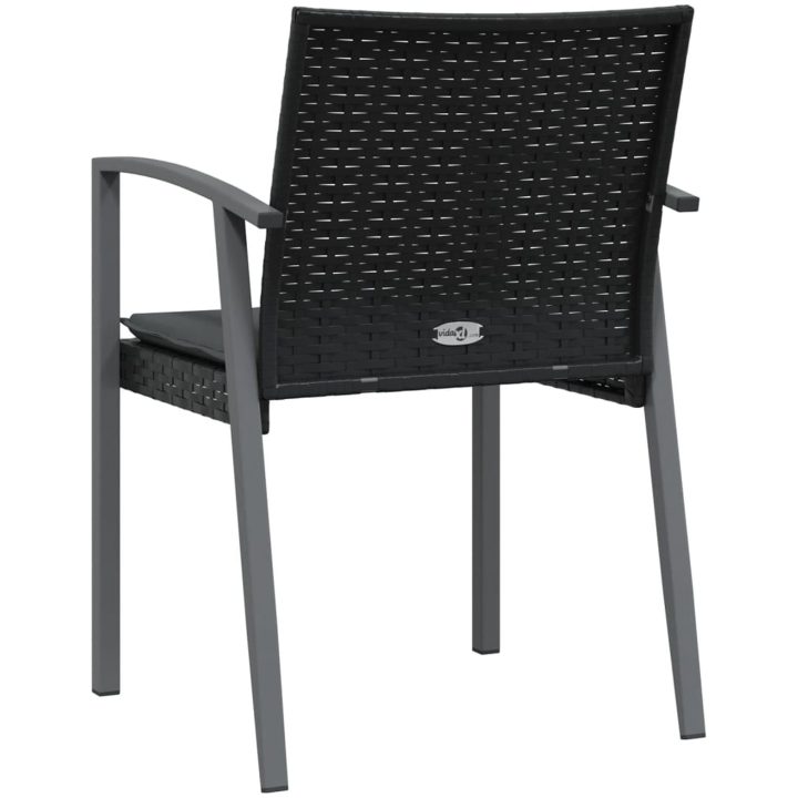 Trädgårdsstolar 2 st med dynor svart 56,5x57x83 cm konstrotting vidaXL – bild 6