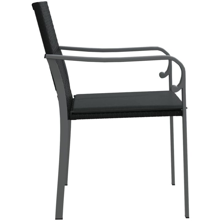 Trädgårdsstolar 2 st med dynor svart 56x59x84 cm konstrotting vidaXL – bild 5