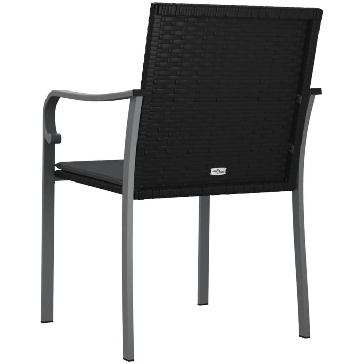 Trädgårdsstolar 2 st med dynor svart 56x59x84 cm konstrotting vidaXL – bild 6