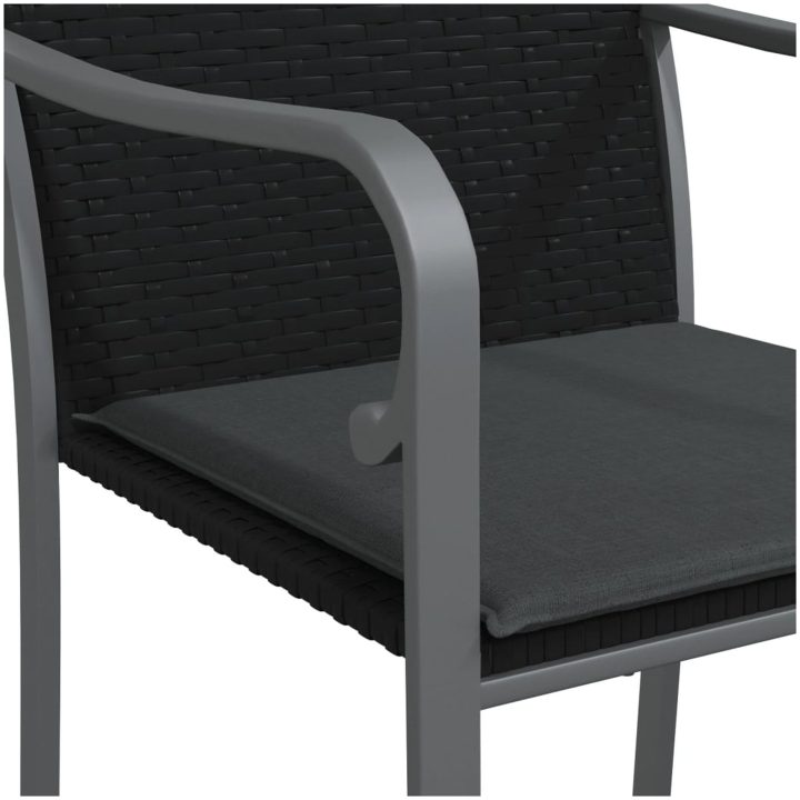 Trädgårdsstolar 2 st med dynor svart 56x59x84 cm konstrotting vidaXL – bild 7