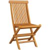 Trädgårdsstolar 2 st med gråa dynor massiv teak vidaXL – miniatyr 3