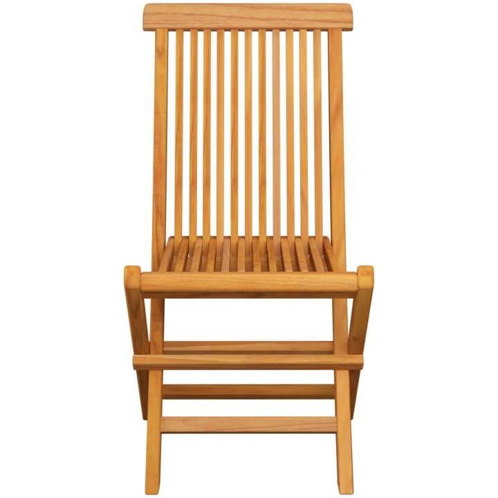 Trädgårdsstolar 2 st med gråa dynor massiv teak vidaXL – bild 4
