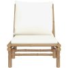 Trädgårdsstolar 2 st med gräddvita dynor bambu vidaXL – miniatyr 4