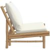 Trädgårdsstolar 2 st med gräddvita dynor bambu vidaXL – miniatyr 5