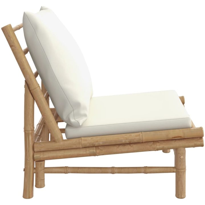 Trädgårdsstolar 2 st med gräddvita dynor bambu vidaXL – bild 5