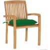 Trädgårdsstolar 2 st med gröna dynor massiv teak vidaXL – miniatyr 2
