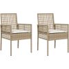 Trädgårdsstolar 2 st med kuddar Beige Poly Rattan vidaXL 53 x 60 x 85 cm – miniatyr 2
