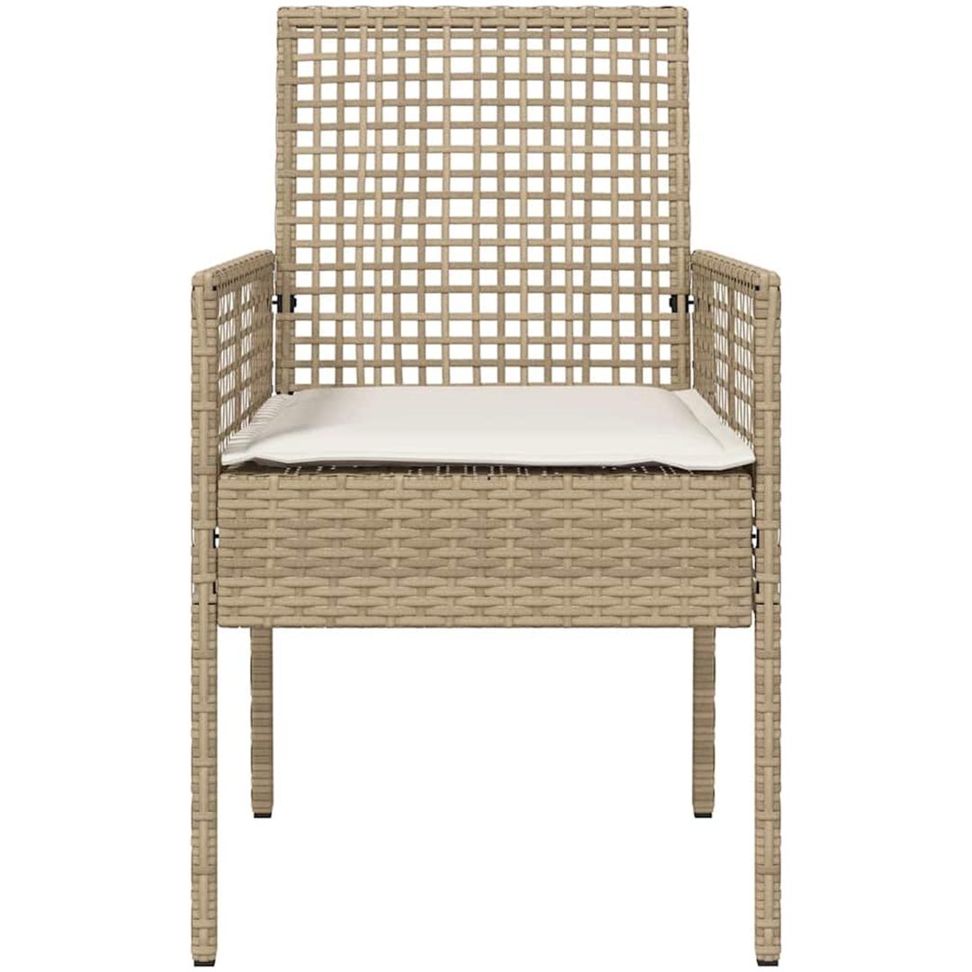 Trädgårdsstolar 2 st med kuddar Beige Poly Rattan vidaXL 53 x 60 x 85 cm – bild 5