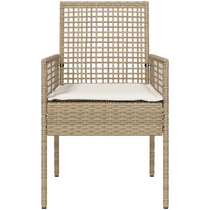 Trädgårdsstolar 2 st med kuddar Beige Poly Rattan vidaXL 53 x 60 x 85 cm – bild 5
