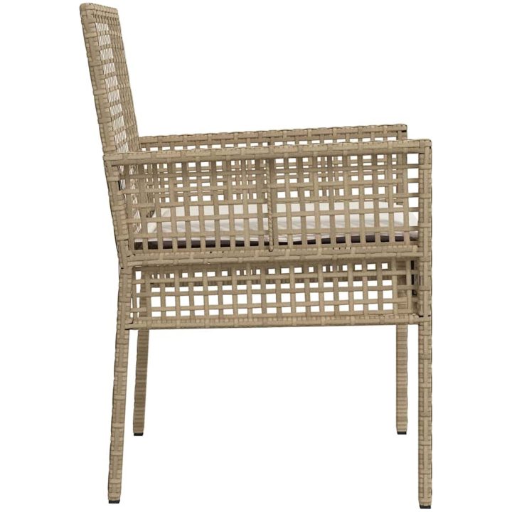 Trädgårdsstolar 2 st med kuddar Beige Poly Rattan vidaXL 53 x 60 x 85 cm – bild 6