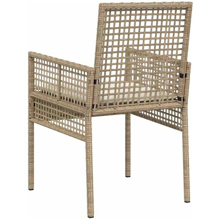 Trädgårdsstolar 2 st med kuddar Beige Poly Rattan vidaXL 53 x 60 x 85 cm – bild 7