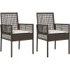 Trädgårdsstolar 2 st med Kuddar Brun Poly Rattan vidaXL 53 x 60 x 85 cm – miniatyr 2