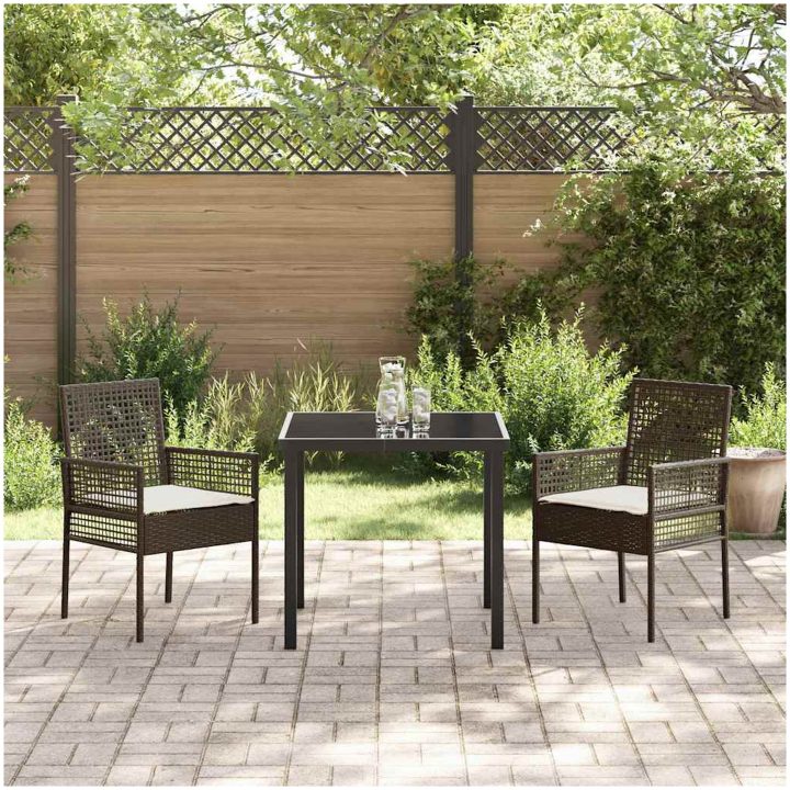 Trädgårdsstolar 2 st med Kuddar Brun Poly Rattan vidaXL 53 x 60 x 85 cm – bild 3
